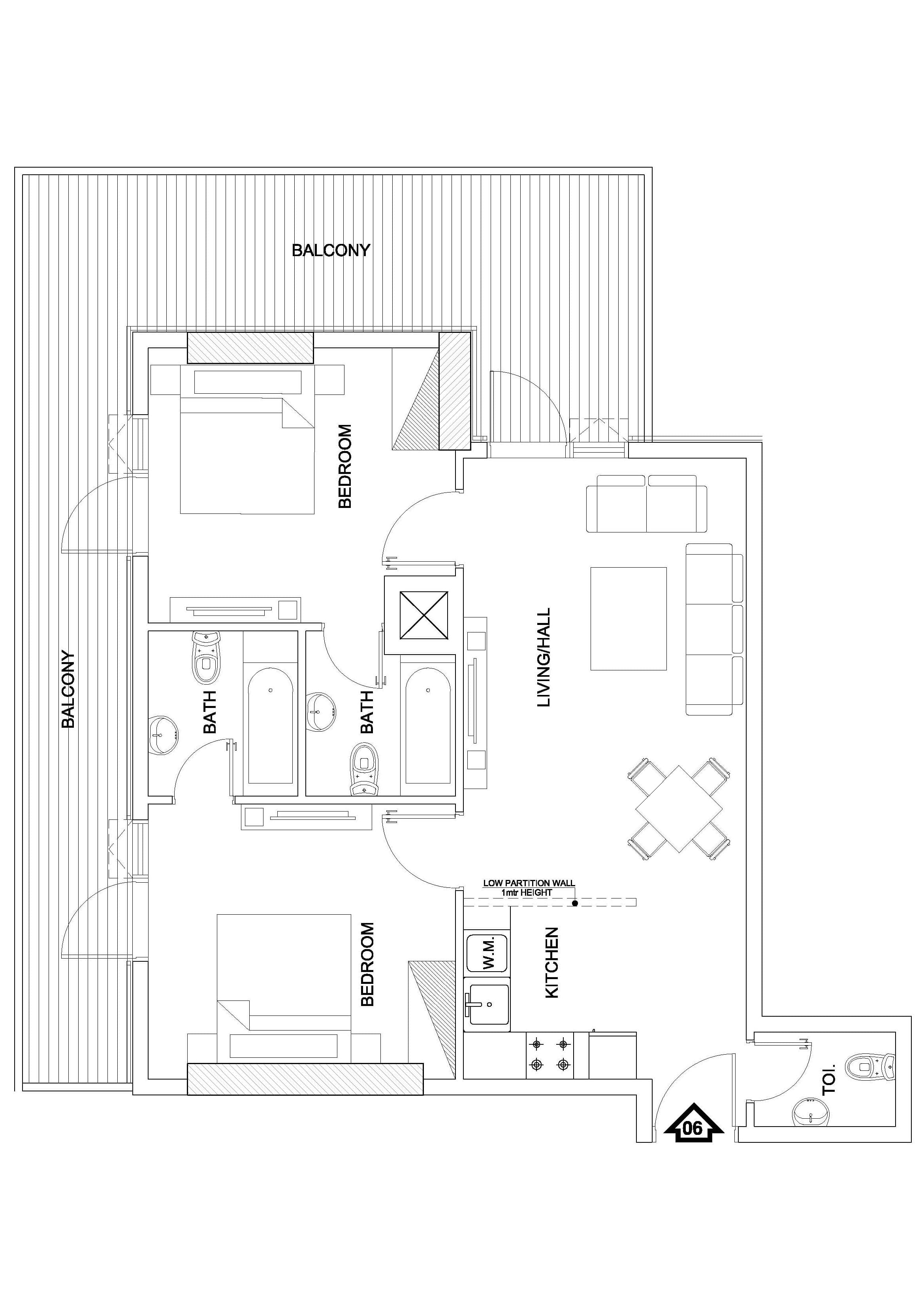 Elite 10 Sports Residence 1, 2-Bed Floor Plan, type: 2 Bedroom
