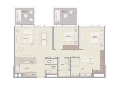 Ellington Beach House, 2-Bed Floor Plan, type: