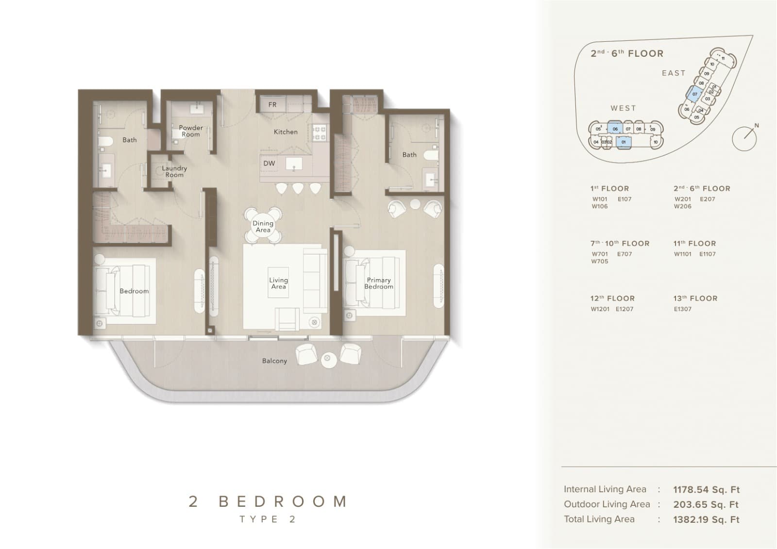 Ellington Views 1, 2-Bed Floor Plan, type:
