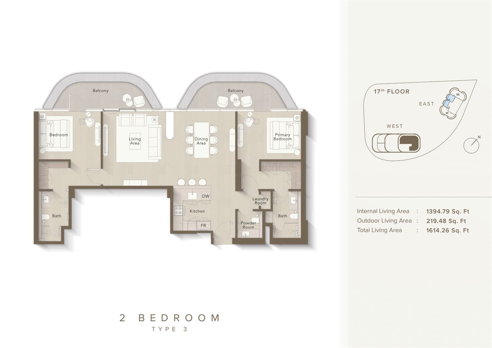 Ellington Views 1, 2-Bed Floor Plan, type: