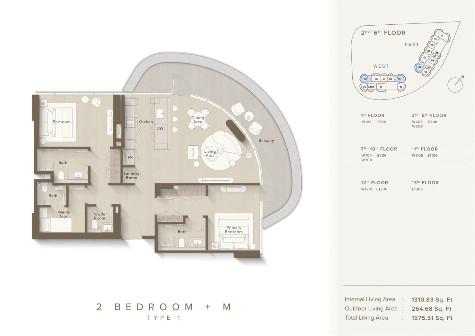 Ellington Views 1, 2-Bed Floor Plan, type: