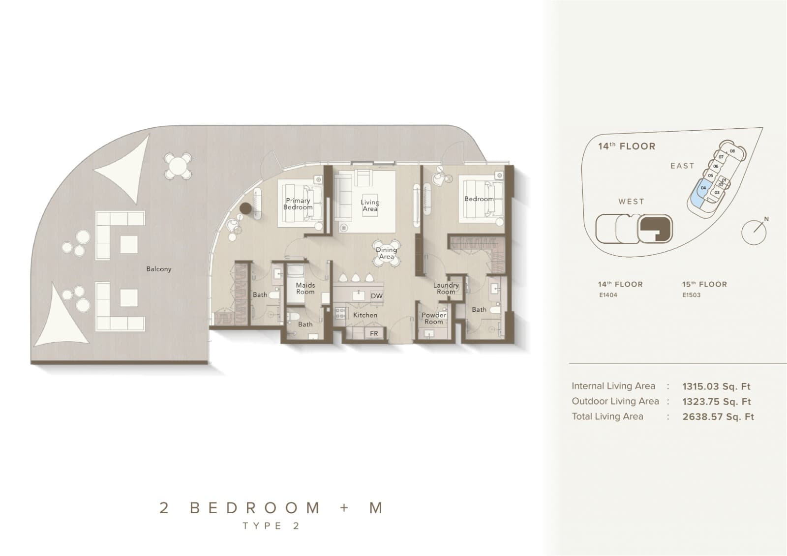 Ellington Views 1, 2-Bed Floor Plan, type: