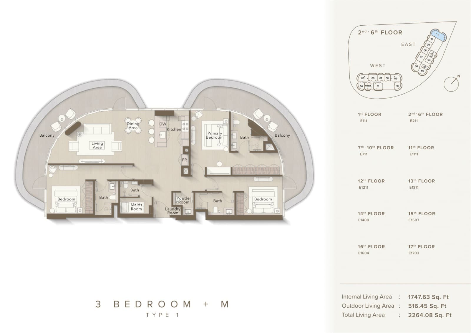 Ellington Views 1, 3-Bed Floor Plan, type: