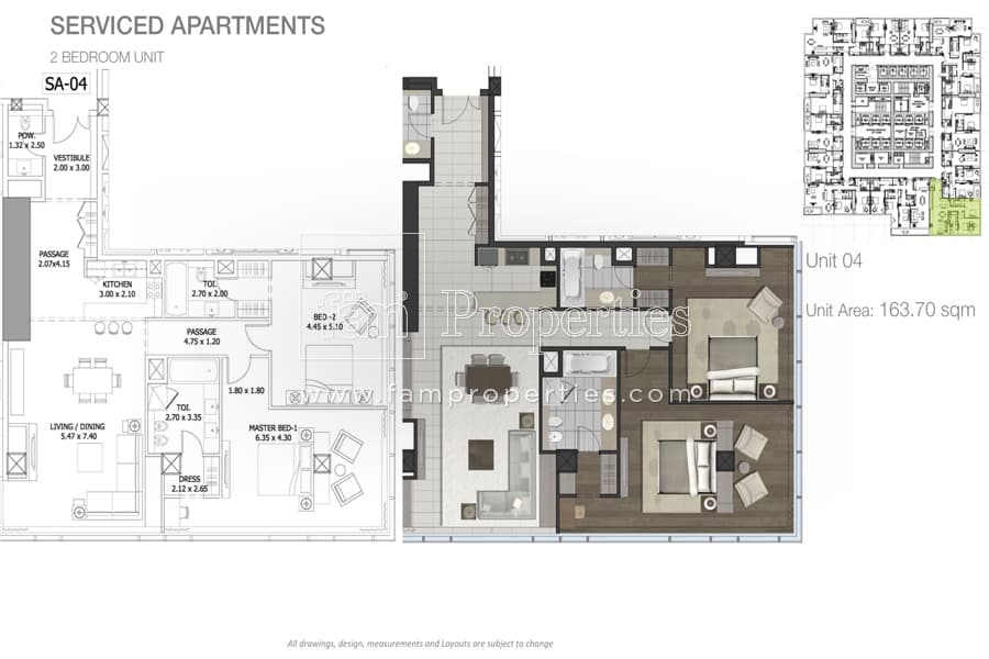 Entisar Tower, 2-Bed Floor Plan, type: 2 Bedroom