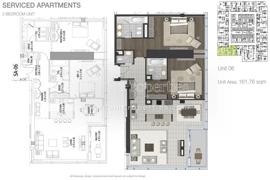 Entisar Tower, 2-Bed Floor Plan, type: 2 Bedroom