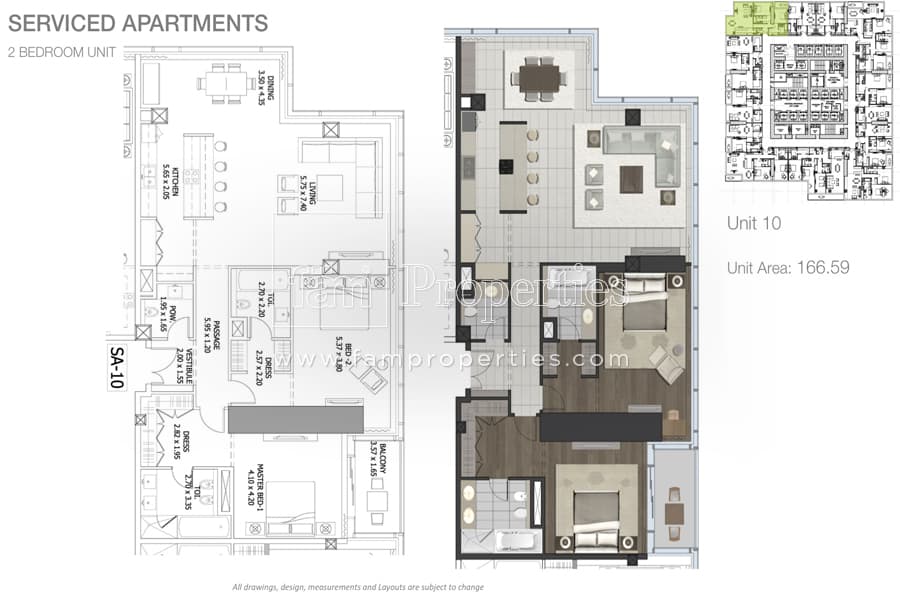 Entisar Tower, 2-Bed Floor Plan, type: 2 Bedroom