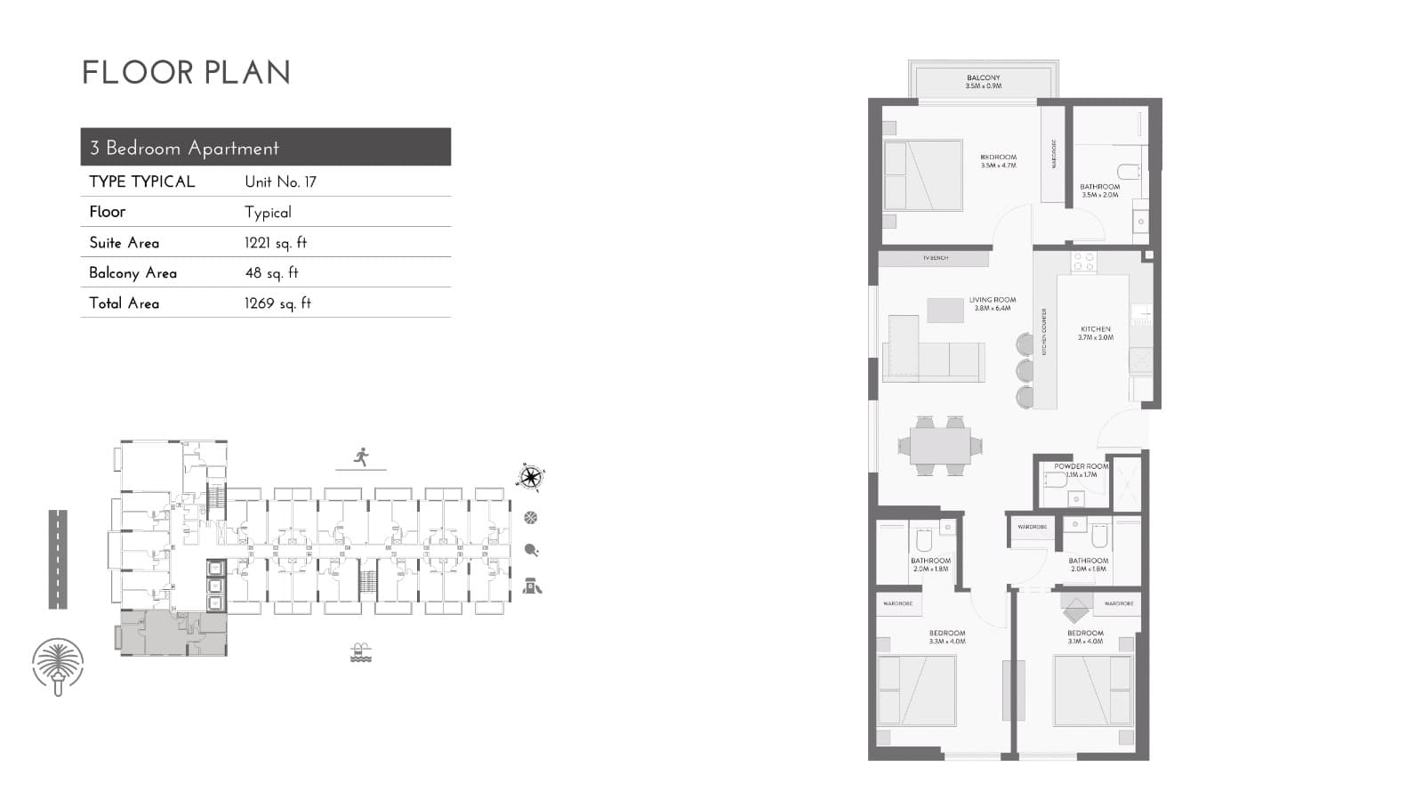 Equiti Gate, 3-Bed Floor Plan, type: