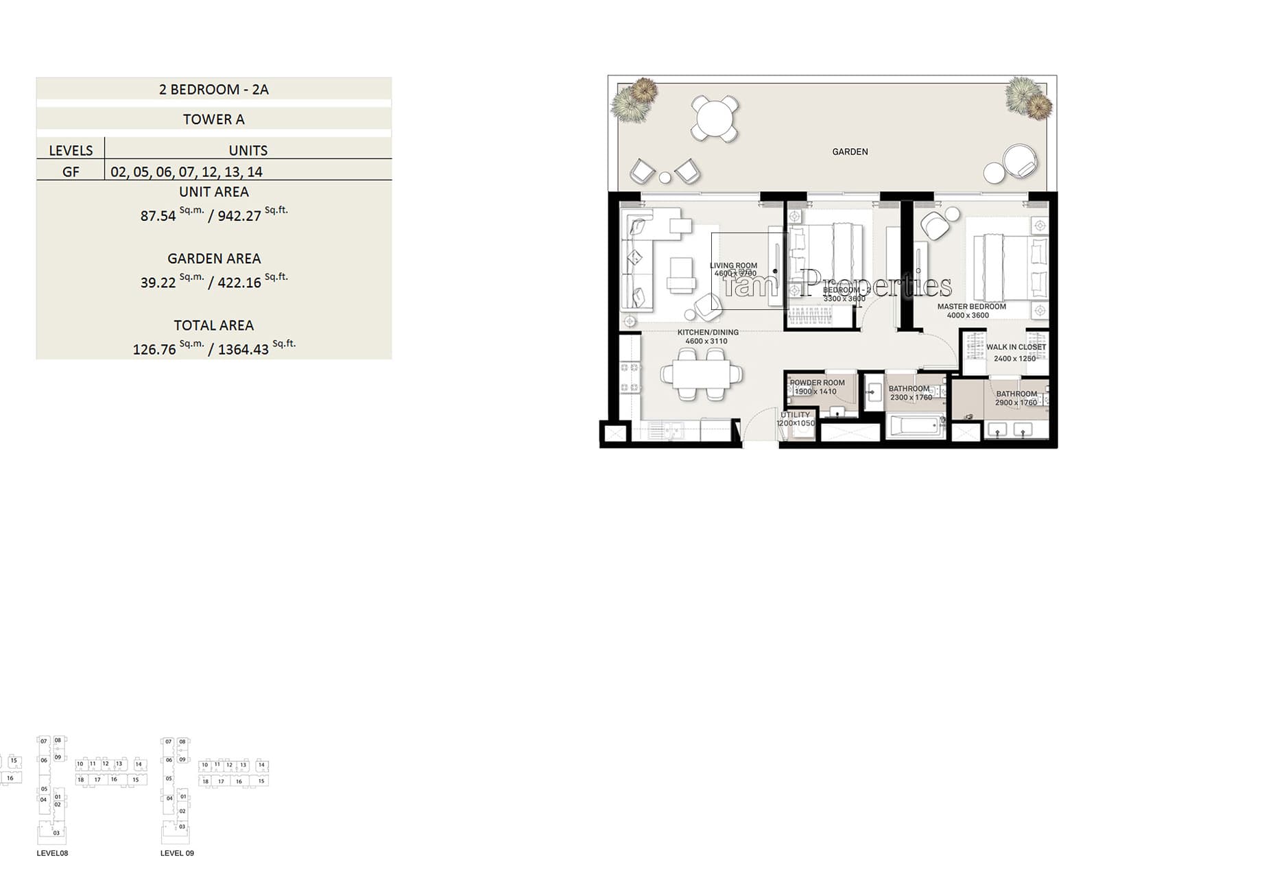 Executive Residences, 2-Bed Floor Plan, type: 2 Bedroom