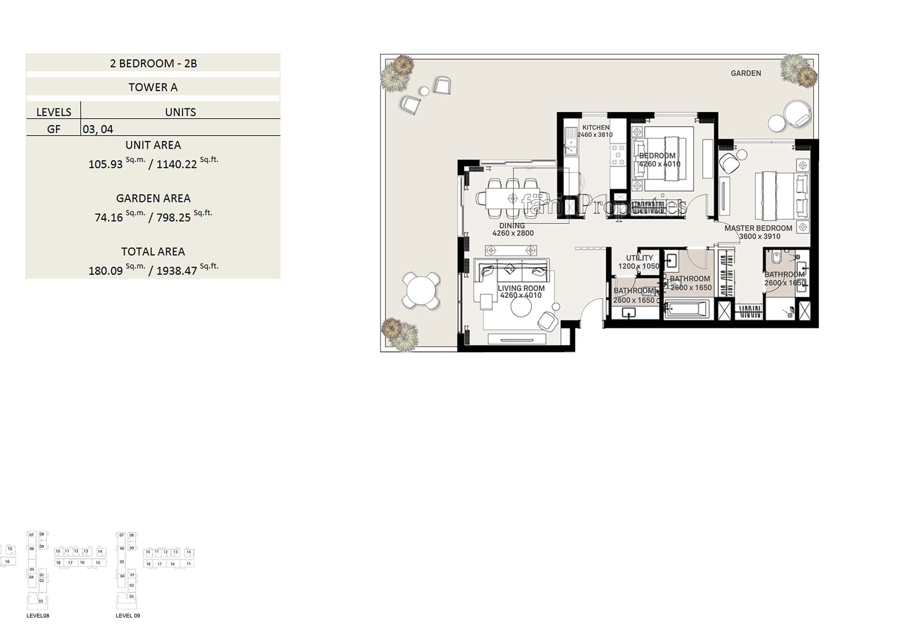 Executive Residences, 2-Bed Floor Plan, type: 2 Bedroom