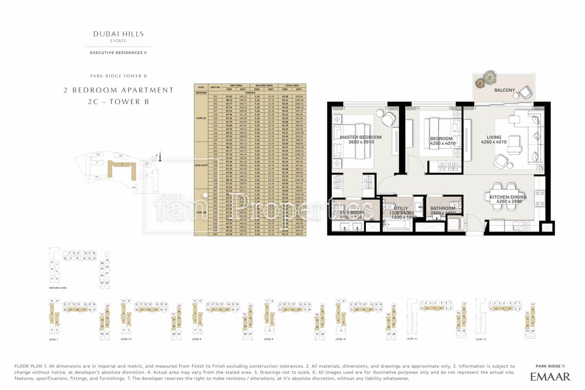 Executive Residences II, 2-Bed Floor Plan, type: 2 Bedroom