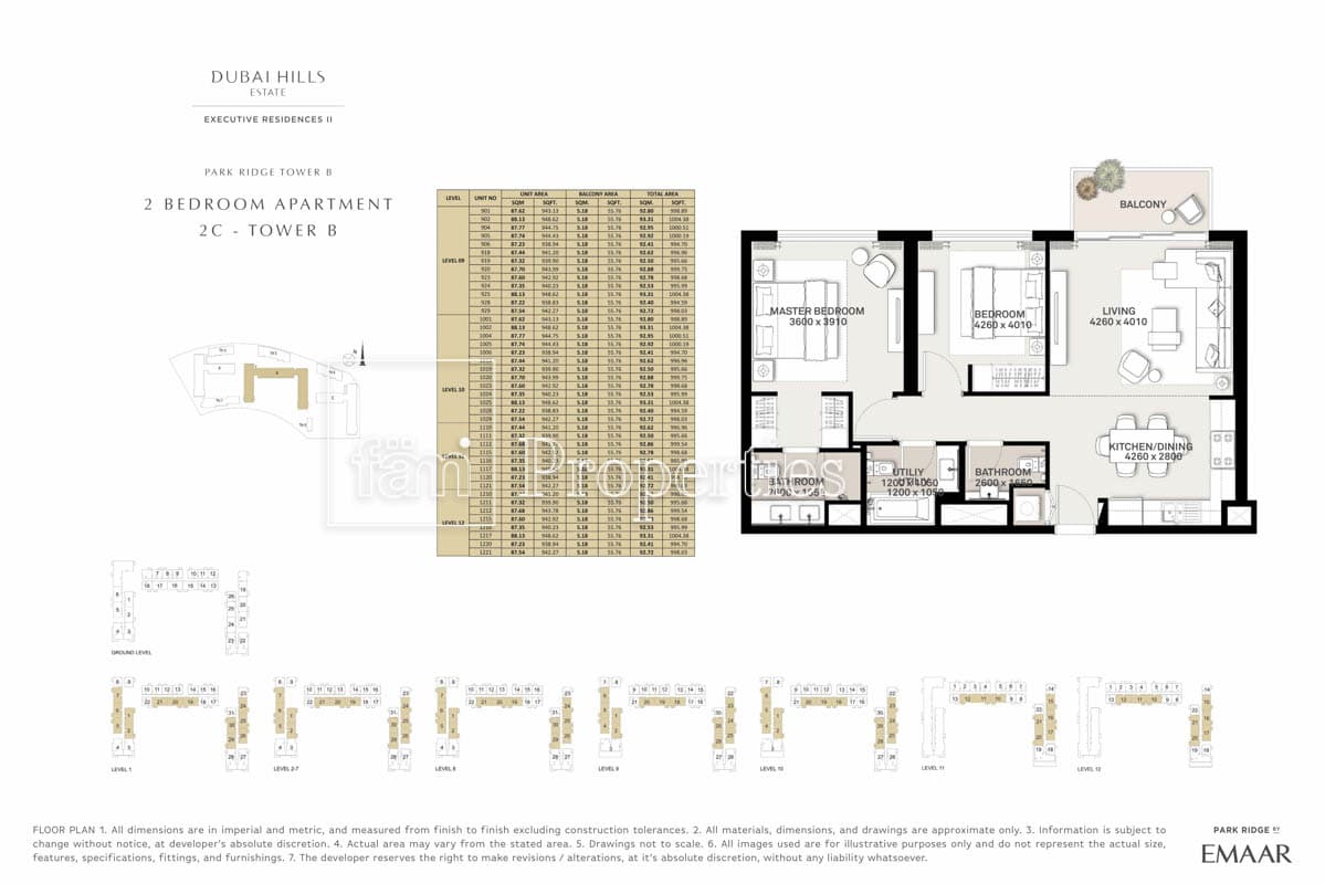 Executive Residences II, 2-Bed Floor Plan, type: 2 Bedroom