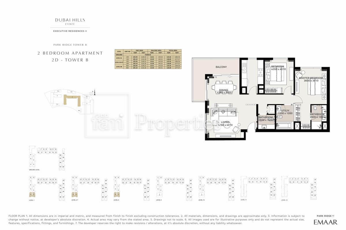 Executive Residences II, 2-Bed Floor Plan, type: 2 Bedroom