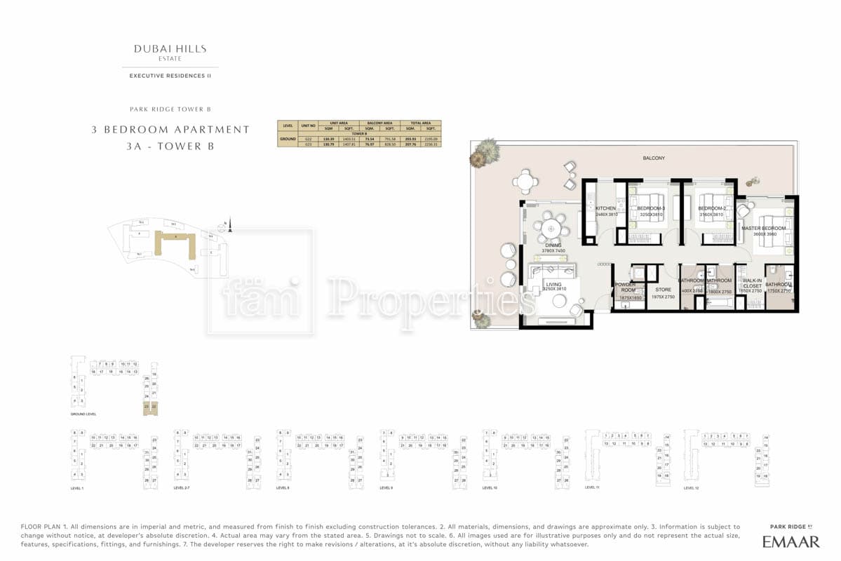 Executive Residences II, 3-Bed Floor Plan, type: 3 Bedroom