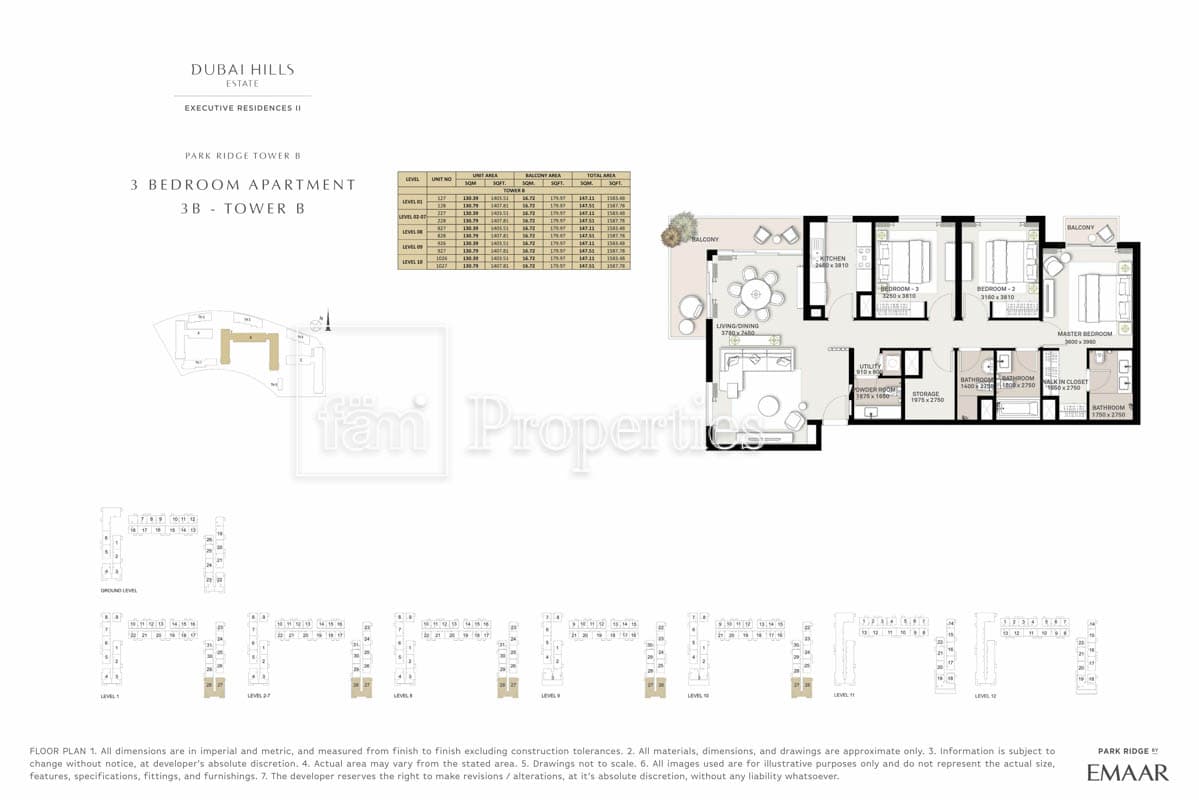 Executive Residences II, 3-Bed Floor Plan, type: 3 Bedroom