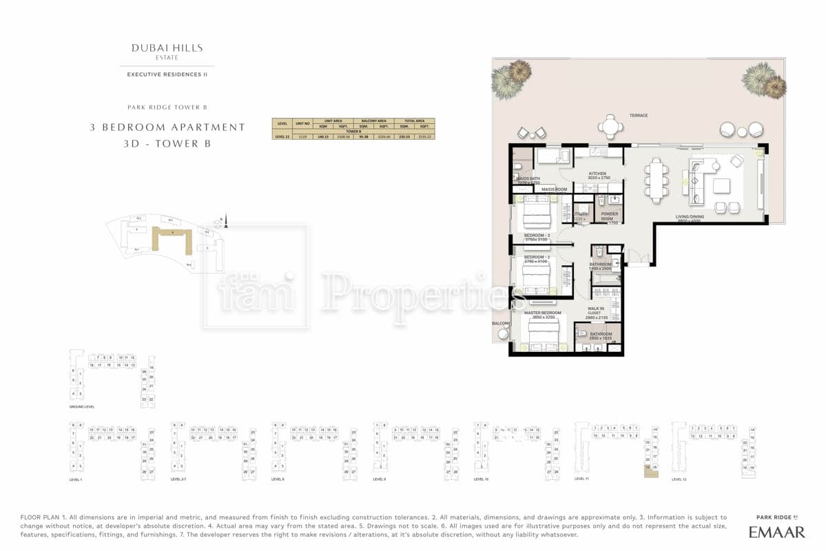 Executive Residences II, 3-Bed Floor Plan, type: 3 Bedroom