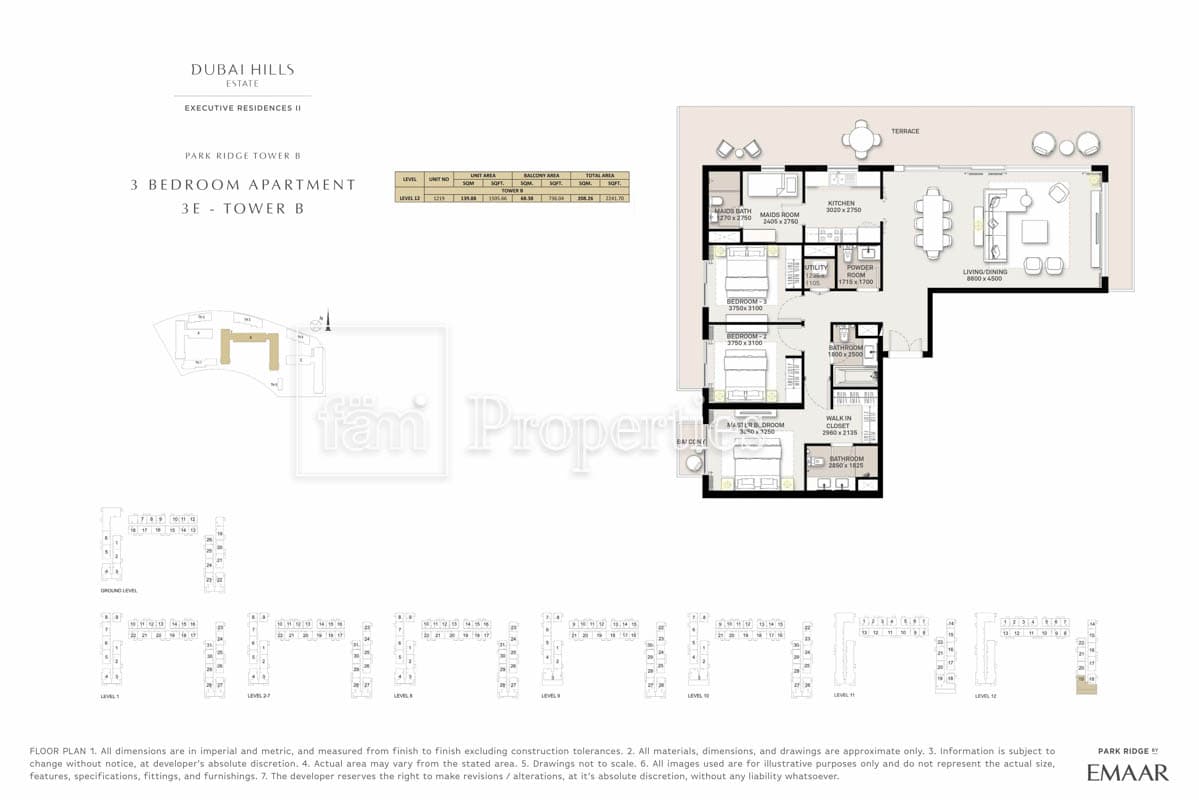 Executive Residences II, 3-Bed Floor Plan, type: 3 Bedroom