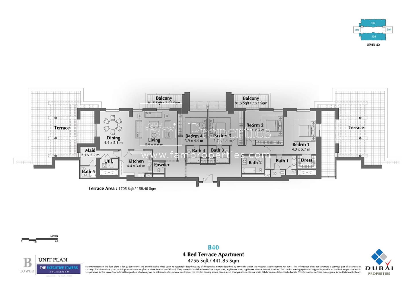 Executive Tower B (East Heights 4), 4-Bed Floor Plan, type: 4 Bedroom