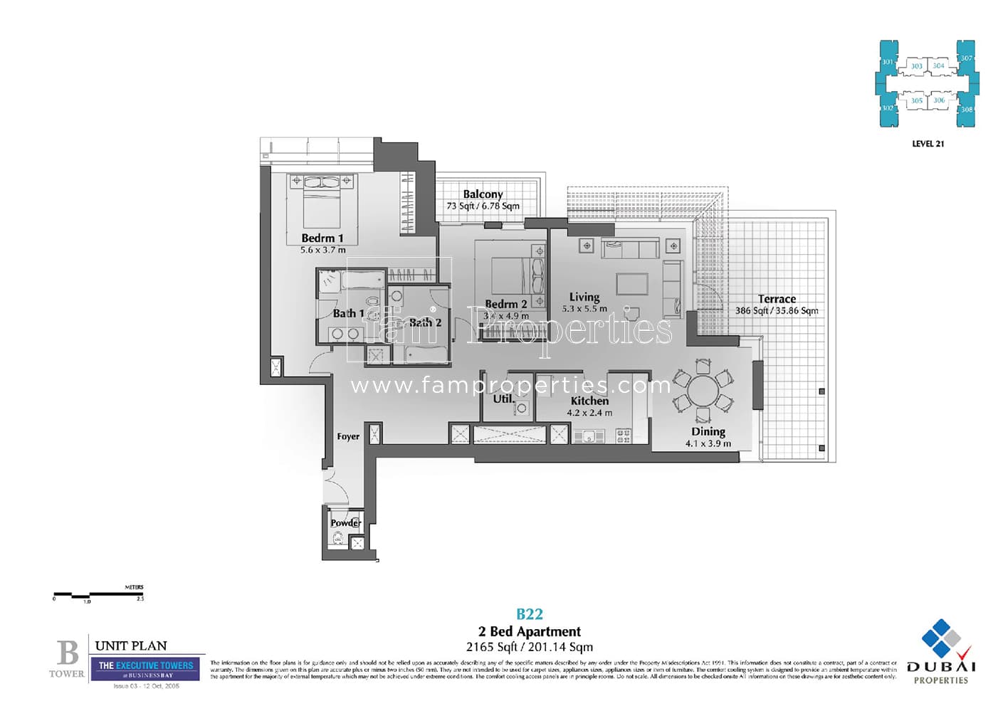 Executive Tower B (East Heights 4), 2-Bed Floor Plan, type: 2 Bedroom