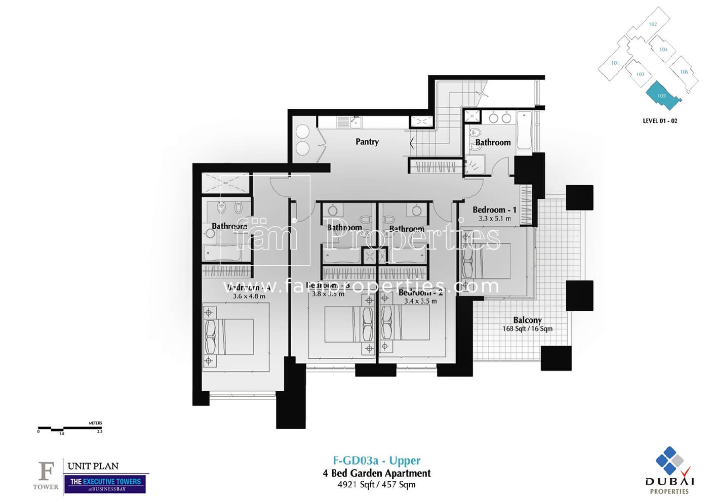 Executive Tower F (East Heights 1), 4-Bed Floor Plan, type: 4 Bedroom