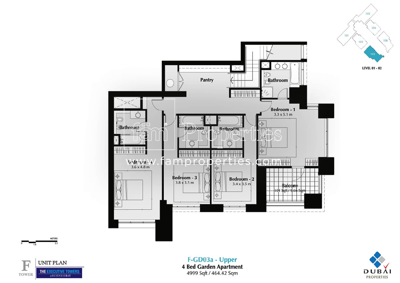 Executive Tower F (East Heights 1), 4-Bed Floor Plan, type: 4 Bedroom