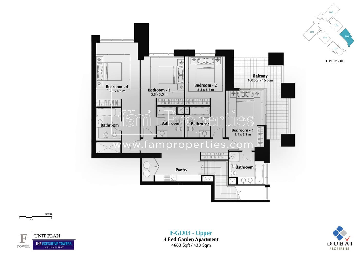 Executive Tower F (East Heights 1), 4-Bed Floor Plan, type: 4 Bedroom