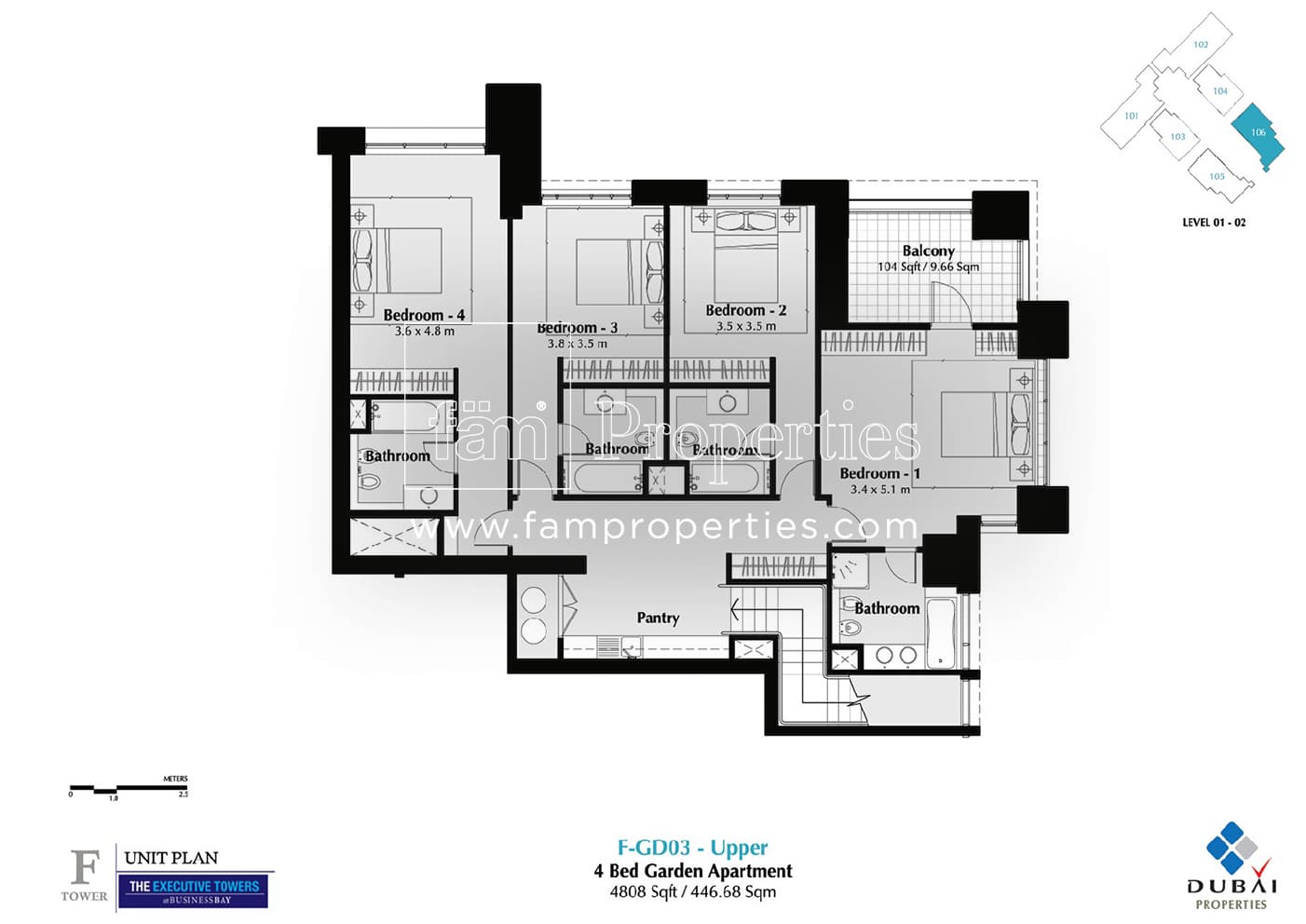 Executive Tower F (East Heights 1), 4-Bed Floor Plan, type: 4 Bedroom