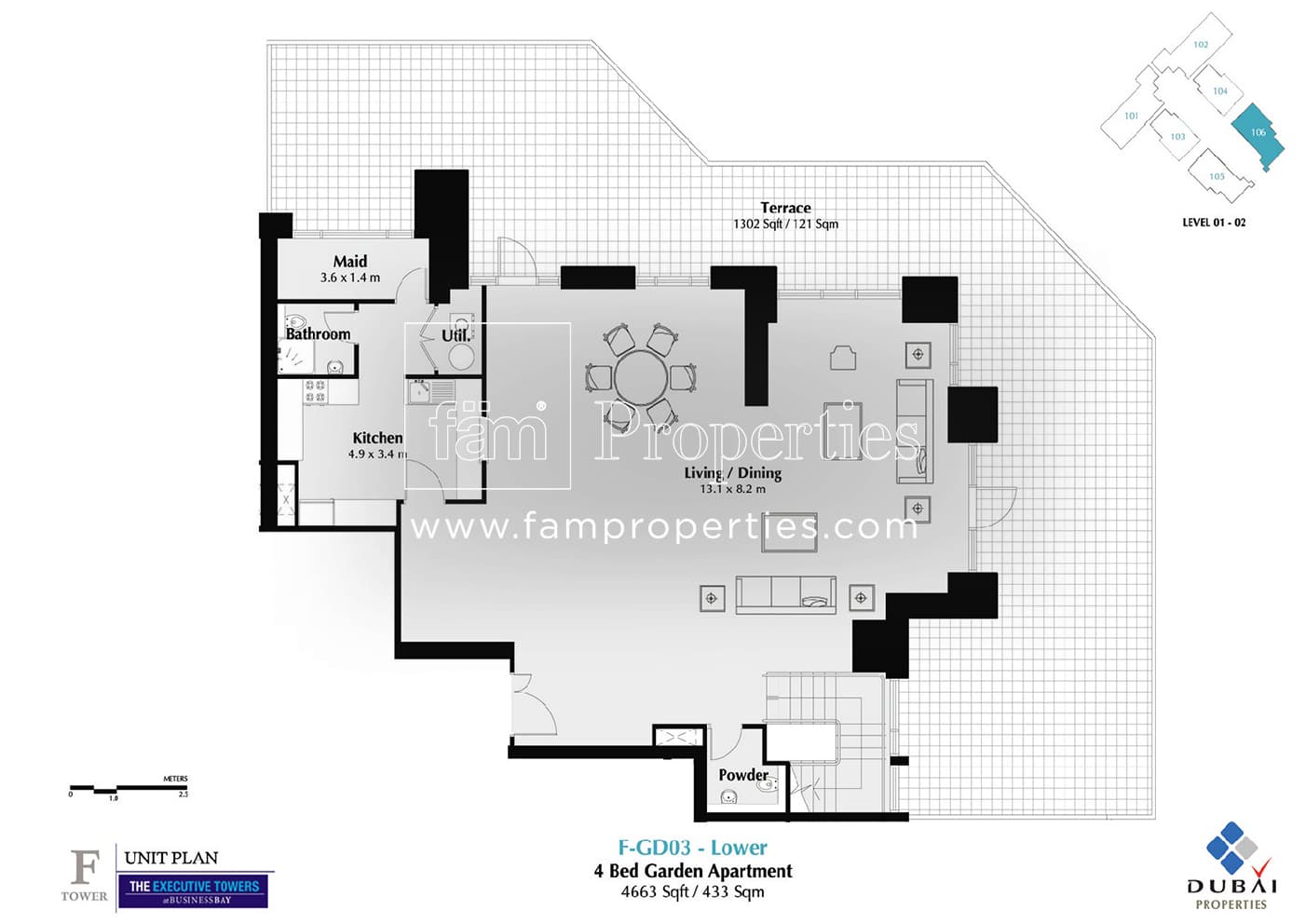Executive Tower F (East Heights 1), 4-Bed Floor Plan, type: 4 Bedroom