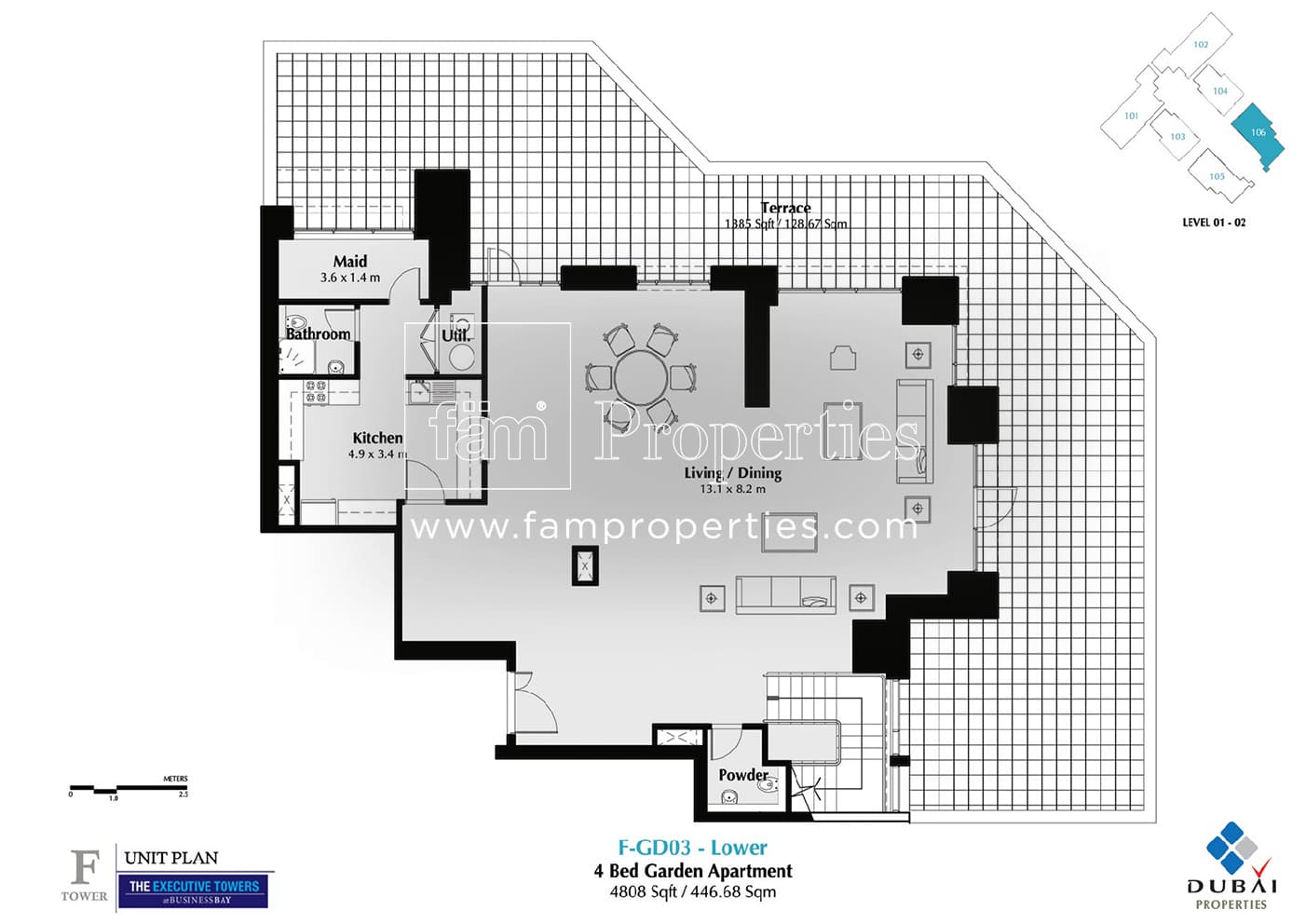 Executive Tower F (East Heights 1), 4-Bed Floor Plan, type: 4 Bedroom