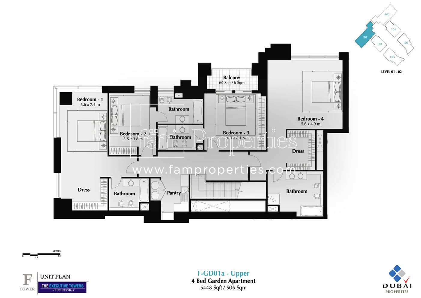 Executive Tower F (East Heights 1), 4-Bed Floor Plan, type: 4 Bedroom