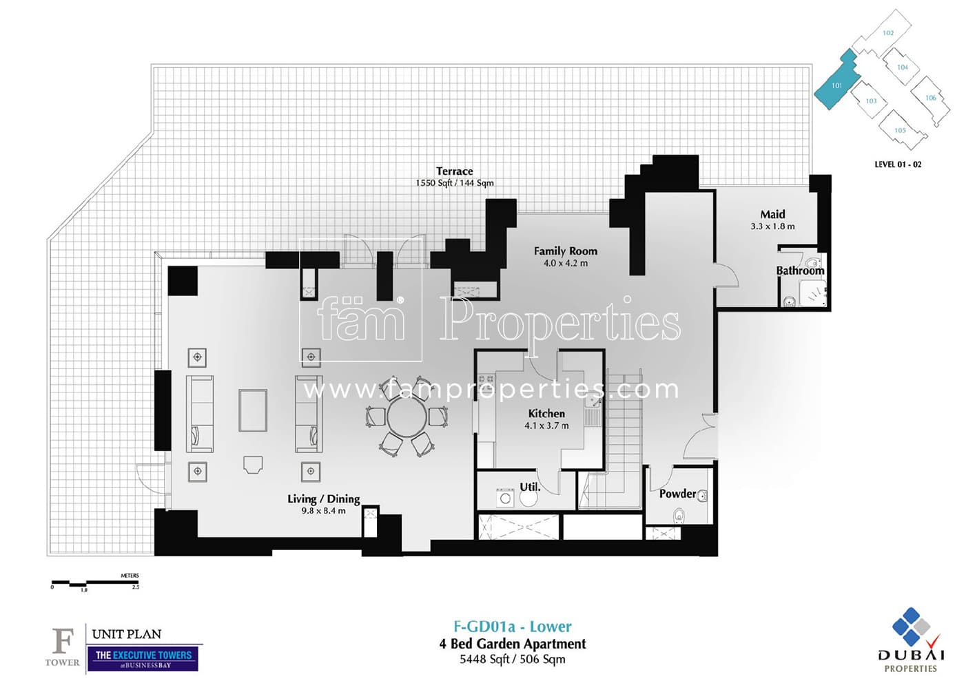 Executive Tower F (East Heights 1), 4-Bed Floor Plan, type: 4 Bedroom