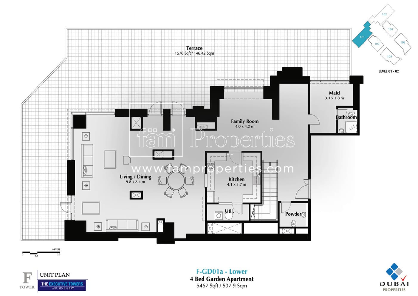 Executive Tower F (East Heights 1), 4-Bed Floor Plan, type: 4 Bedroom