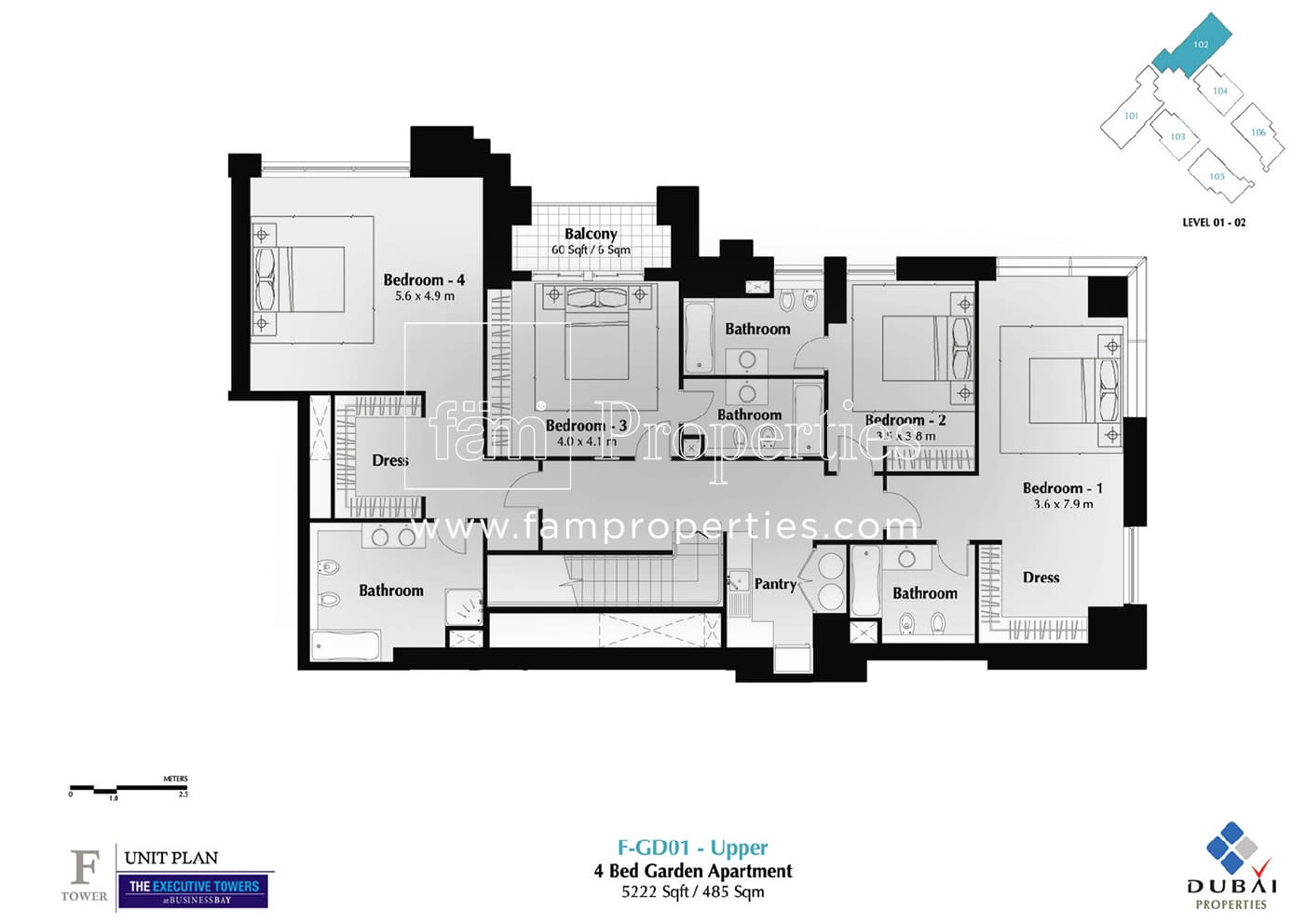 Executive Tower F (East Heights 1), 4-Bed Floor Plan, type: 4 Bedroom