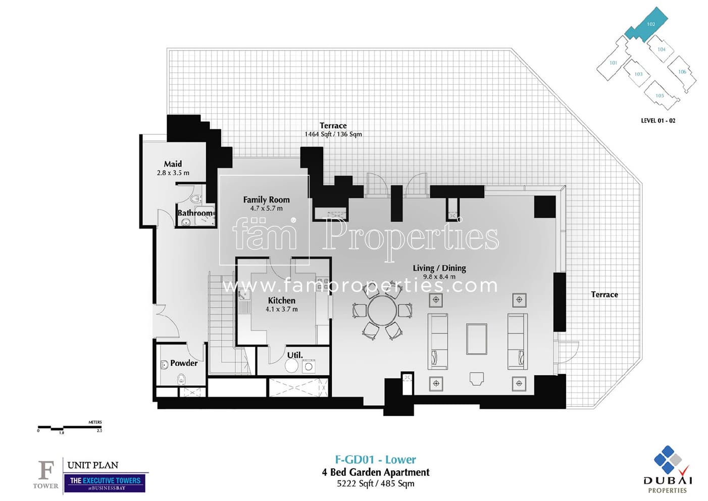 Executive Tower F (East Heights 1), 4-Bed Floor Plan, type: 4 Bedroom