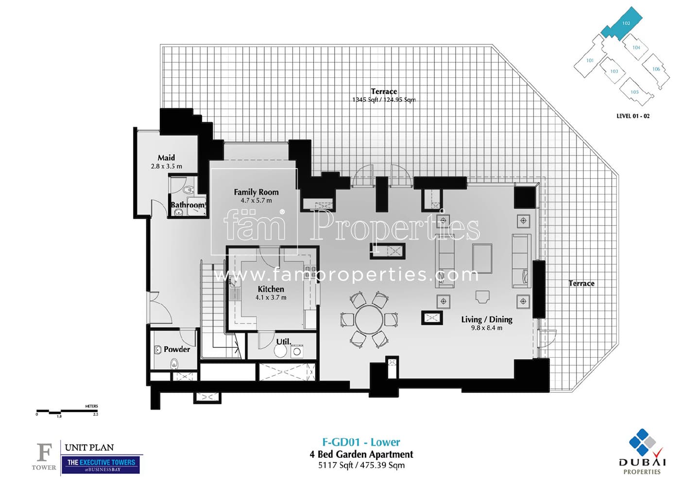 Executive Tower F (East Heights 1), 4-Bed Floor Plan, type: 4 Bedroom
