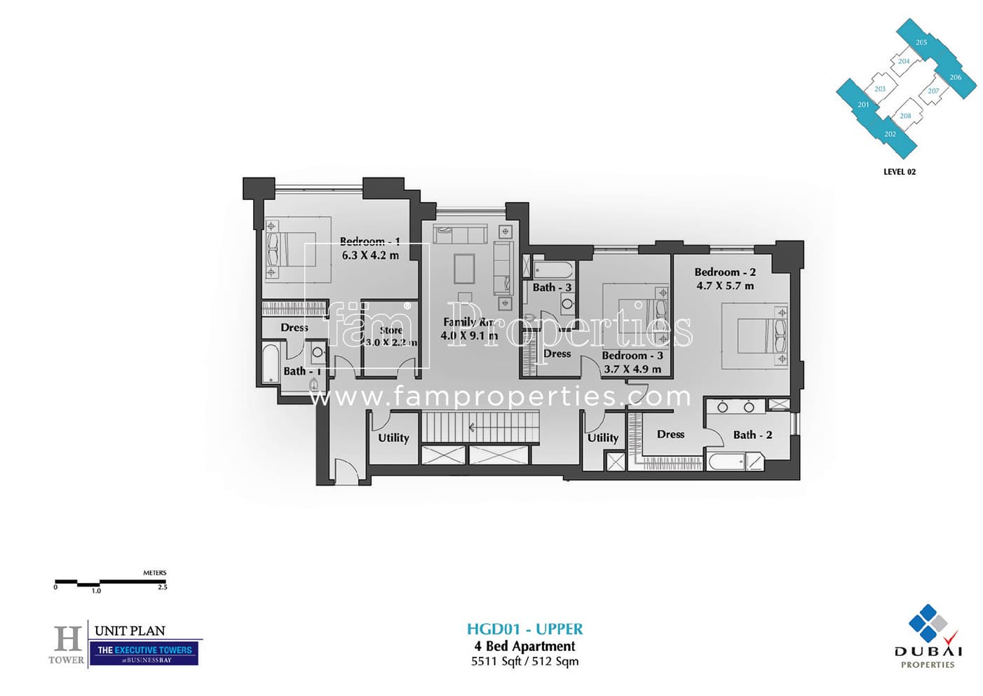 Executive Tower H (West Heights 5), 4-Bed Floor Plan, type: 4 Bedroom
