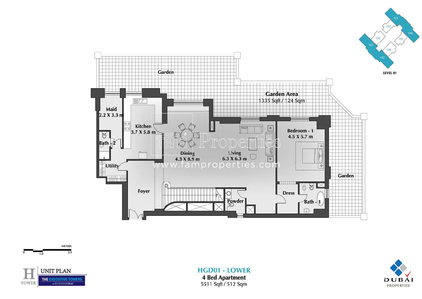 Executive Tower H (West Heights 5), 4-Bed Floor Plan, type: 4 Bedroom