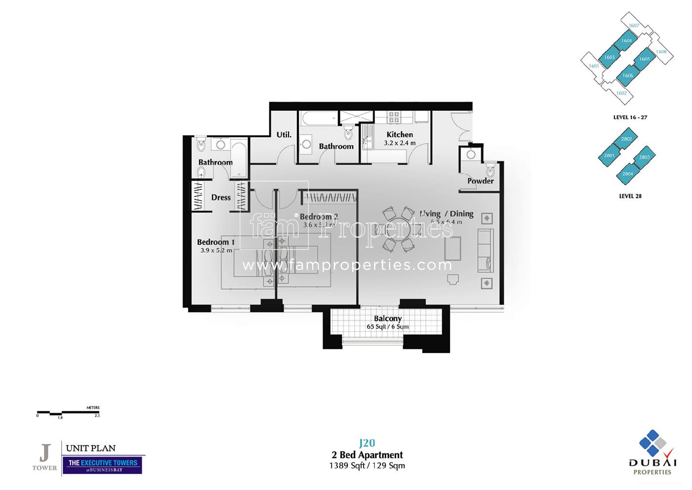 Executive Tower J (West Heights 4), 2-Bed Floor Plan, type: 2 Bedroom