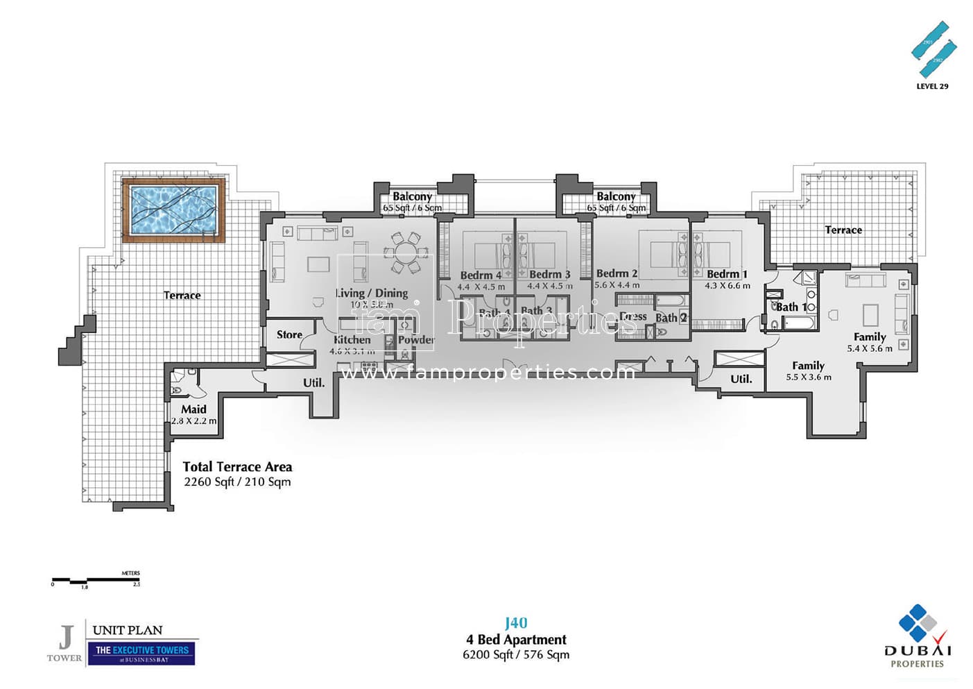 Executive Tower J (West Heights 4), 4-Bed Floor Plan, type: 4 Bedroom