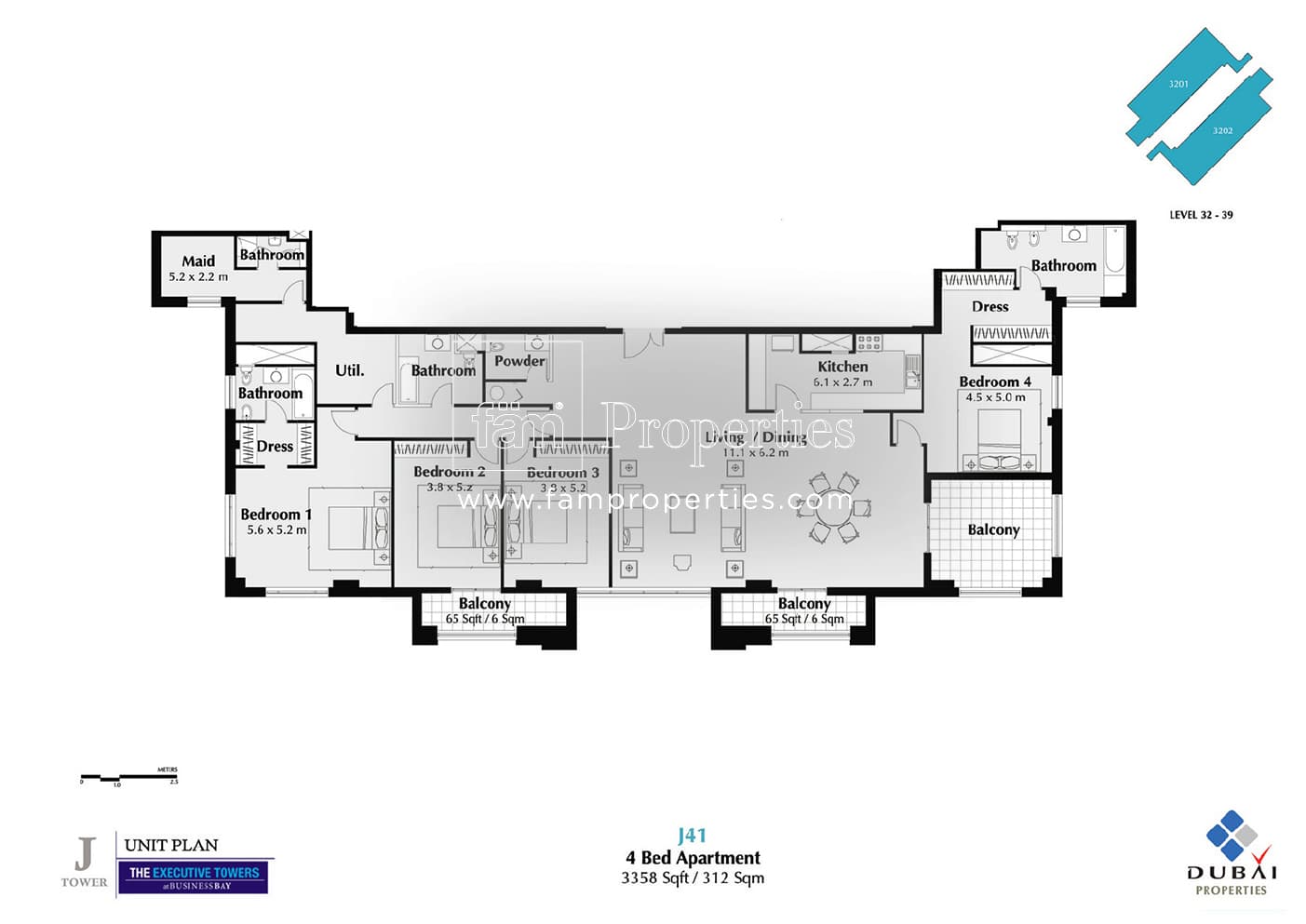 Executive Tower J (West Heights 4), 4-Bed Floor Plan, type: 4 Bedroom