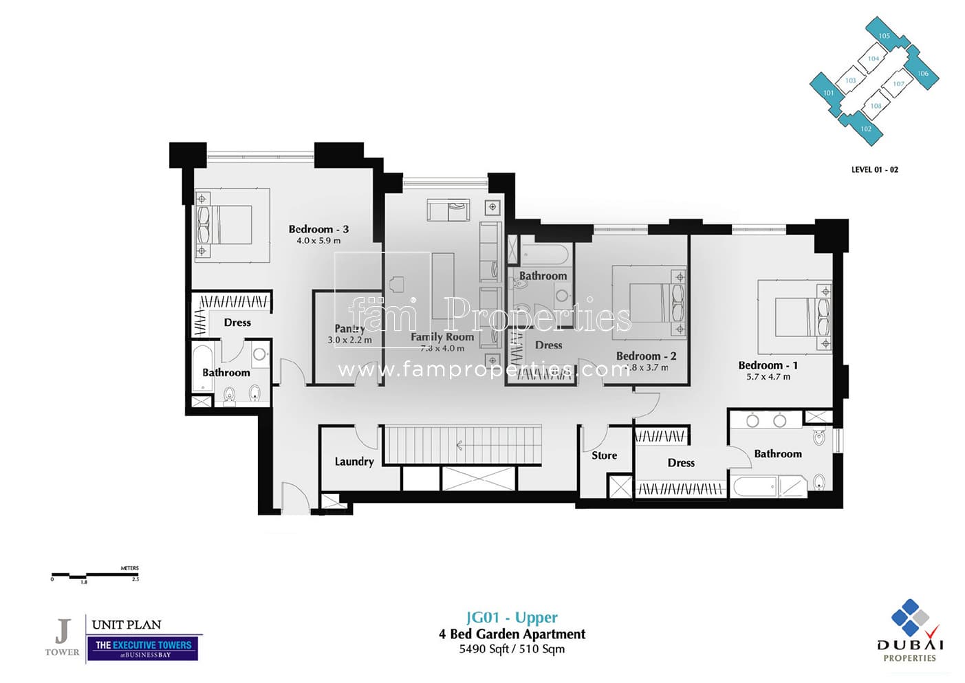 Executive Tower J (West Heights 4), 4-Bed Floor Plan, type: 4 Bedroom