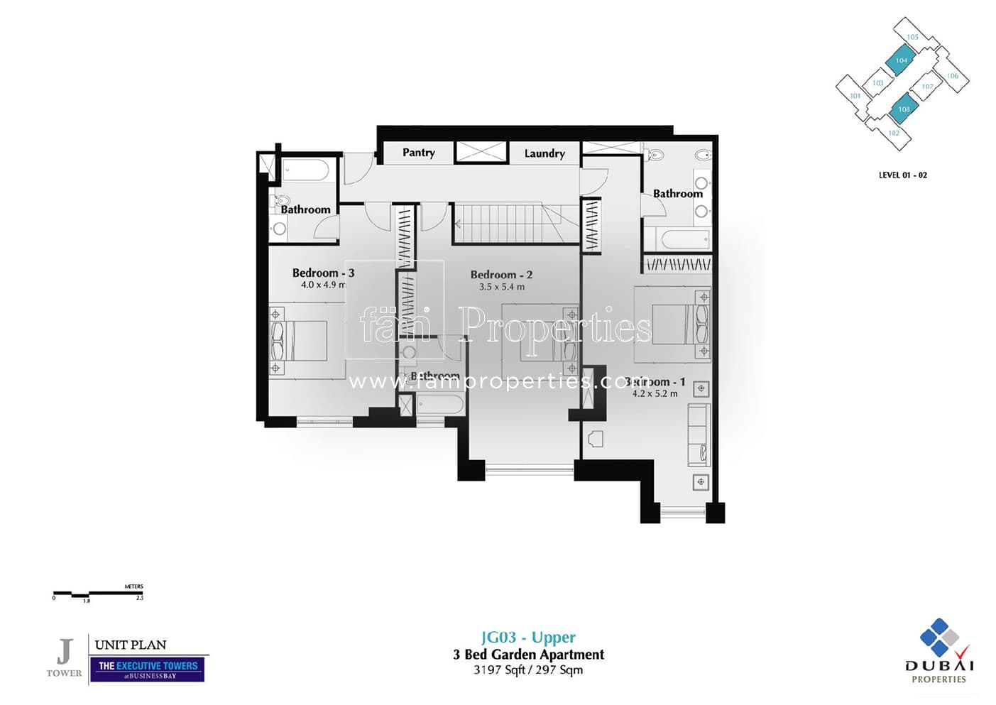 Executive Tower J (West Heights 4), 3-Bed Floor Plan, type: 3 Bedroom