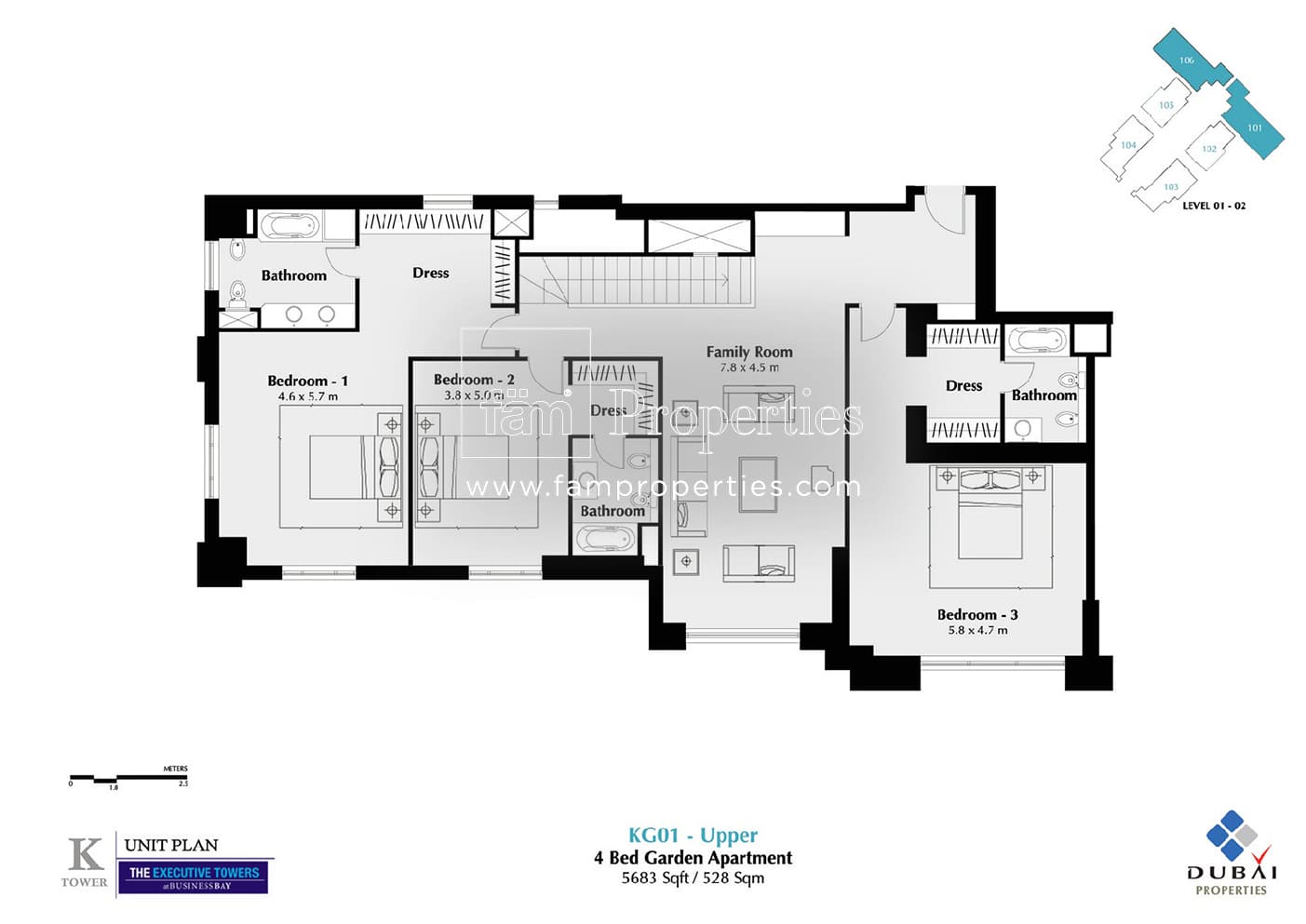 Executive Tower K (West Heights 3), 4-Bed Floor Plan, type: 4 Bedroom