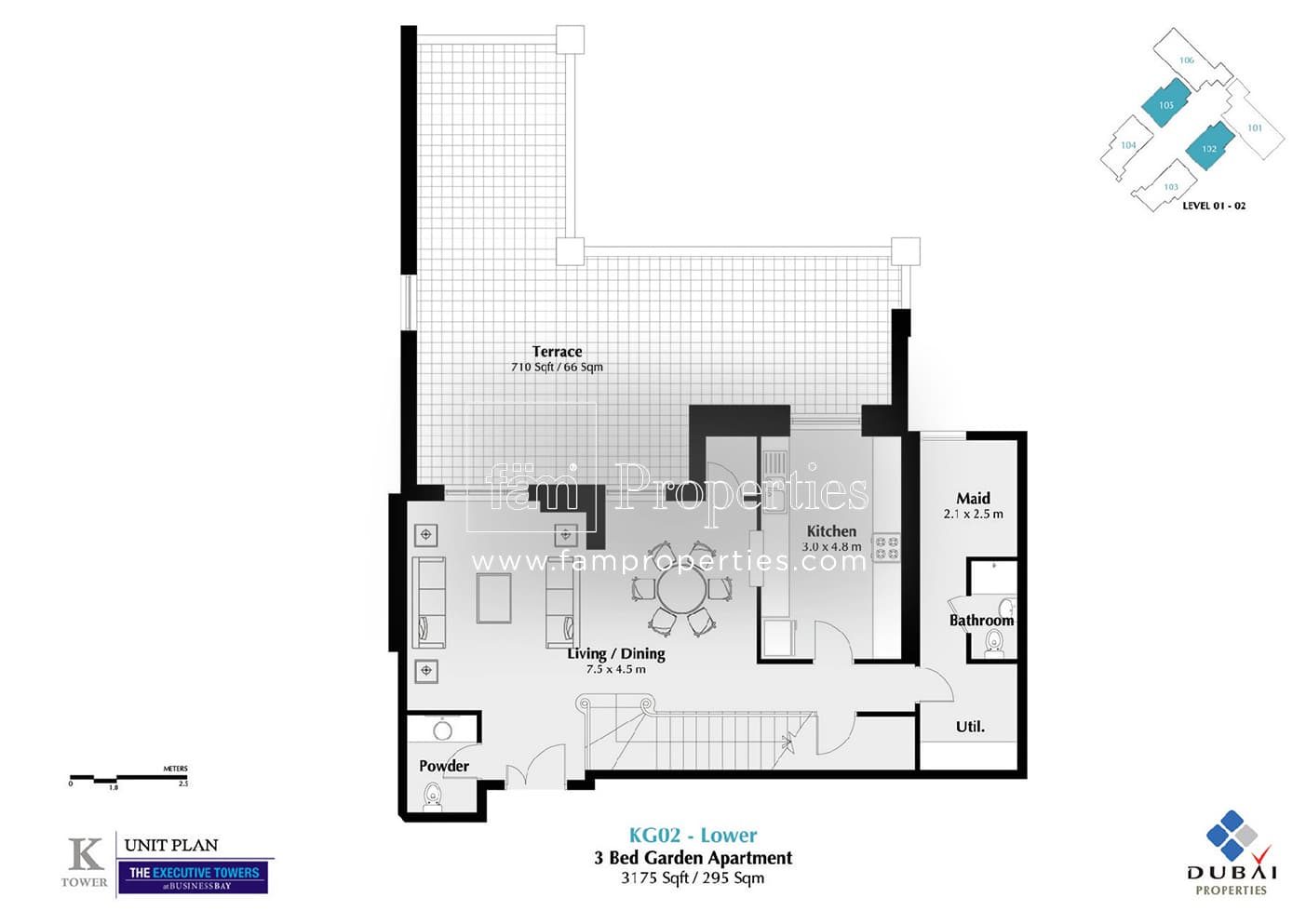 Executive Tower K (West Heights 3), 3-Bed Floor Plan, type: 3 Bedroom
