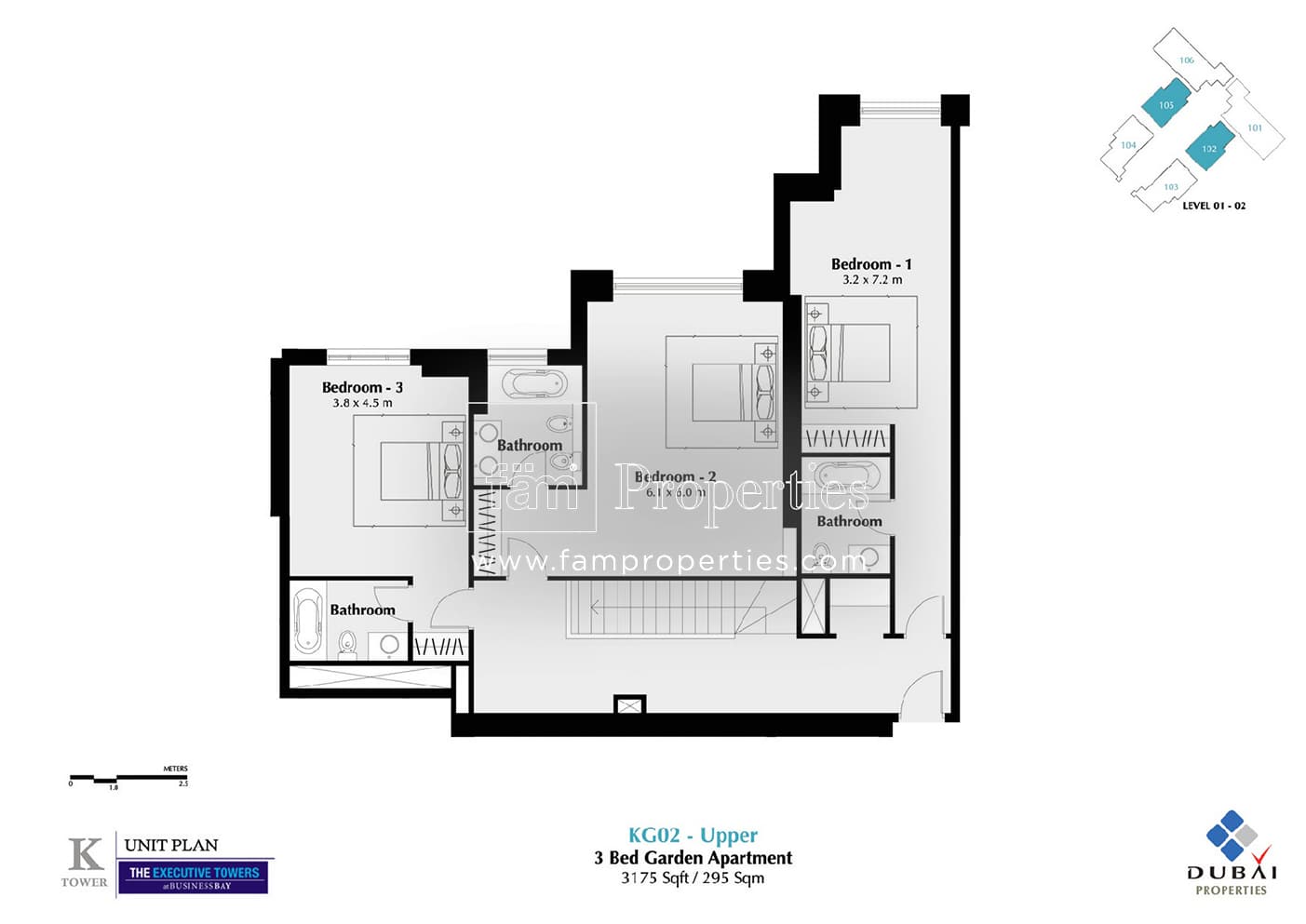 Executive Tower K (West Heights 3), 3-Bed Floor Plan, type: 3 Bedroom