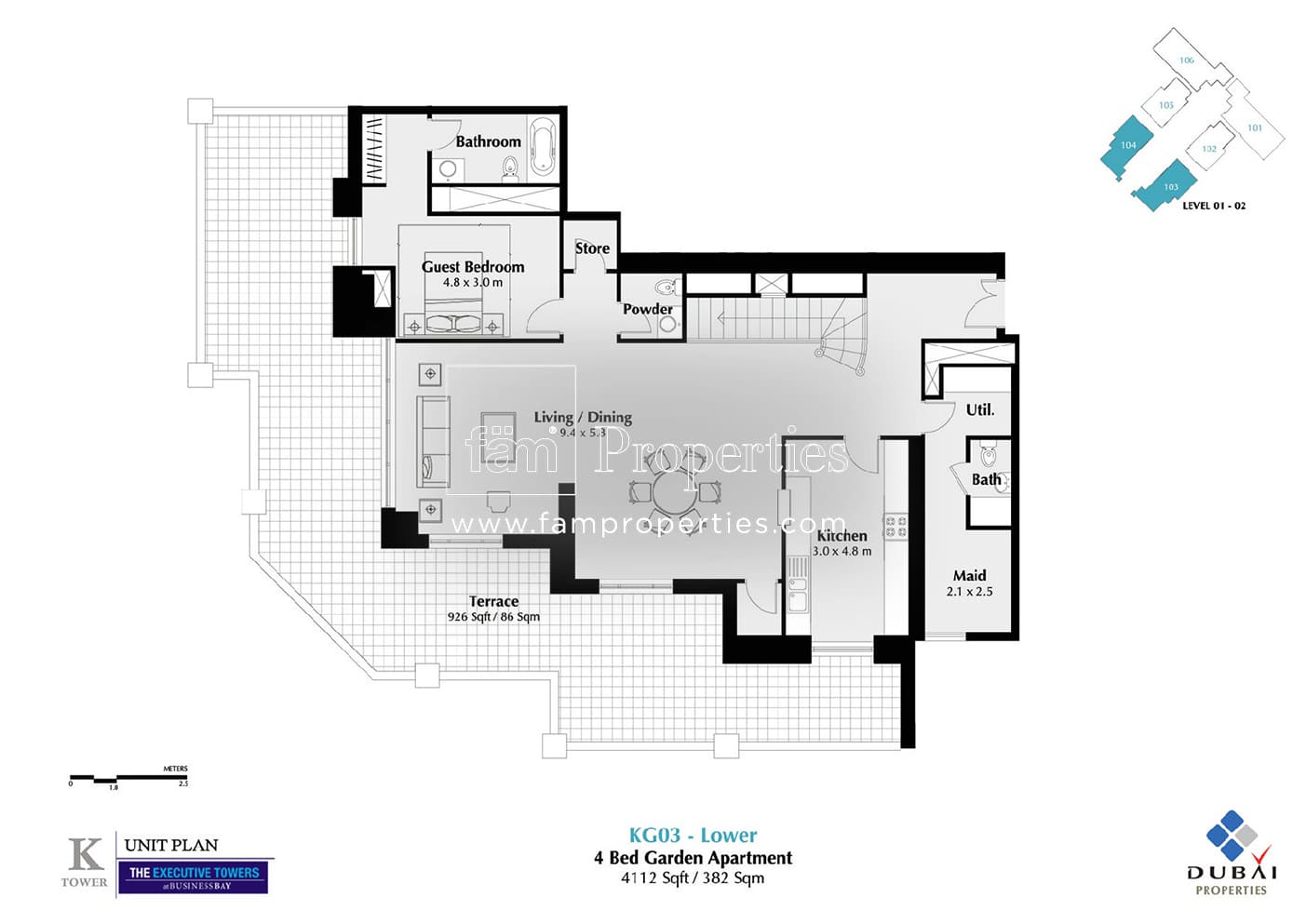 Executive Tower K (West Heights 3), 4-Bed Floor Plan, type: 4 Bedroom