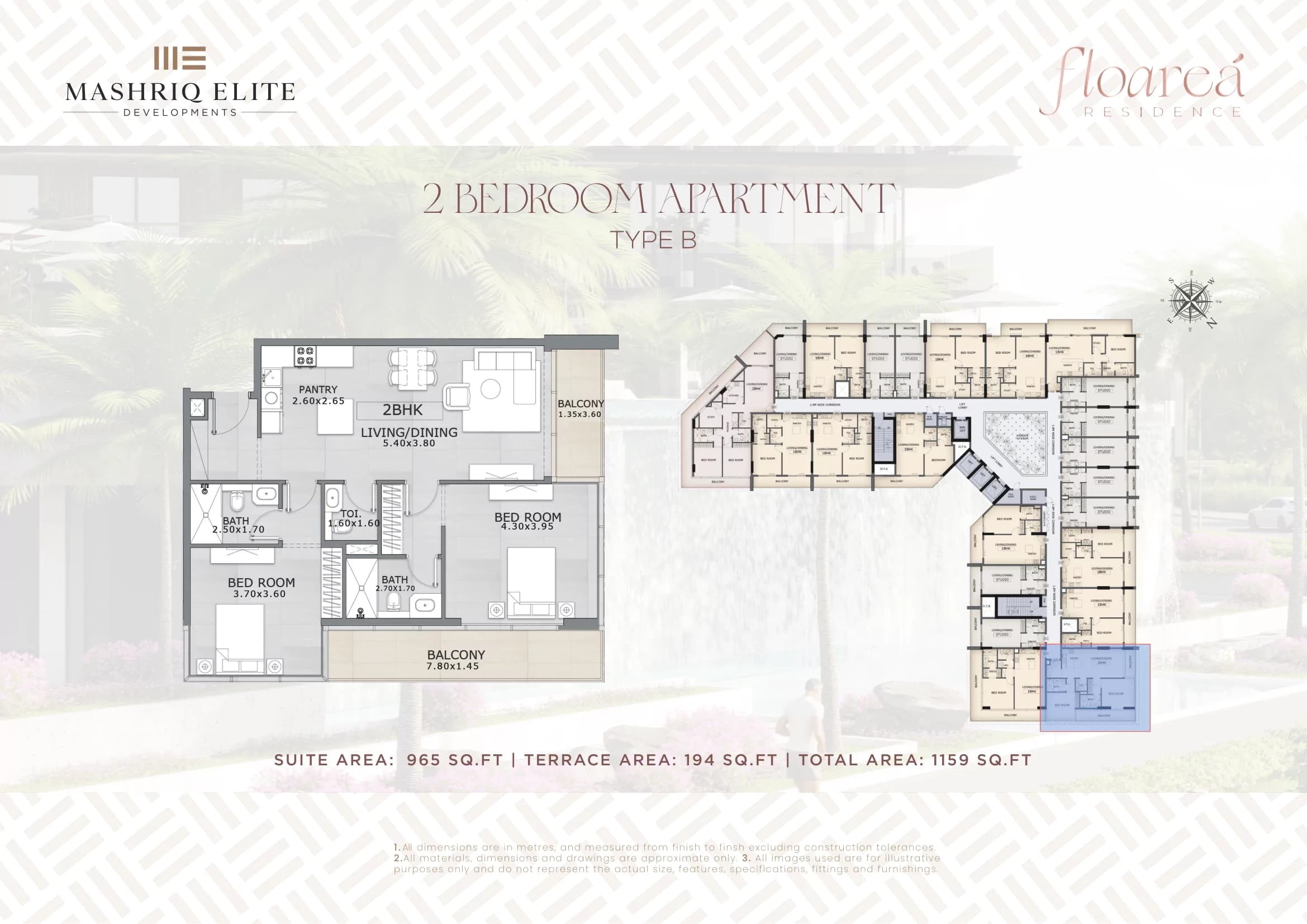 Floarea Residence, 2-Bed Floor Plan, type: