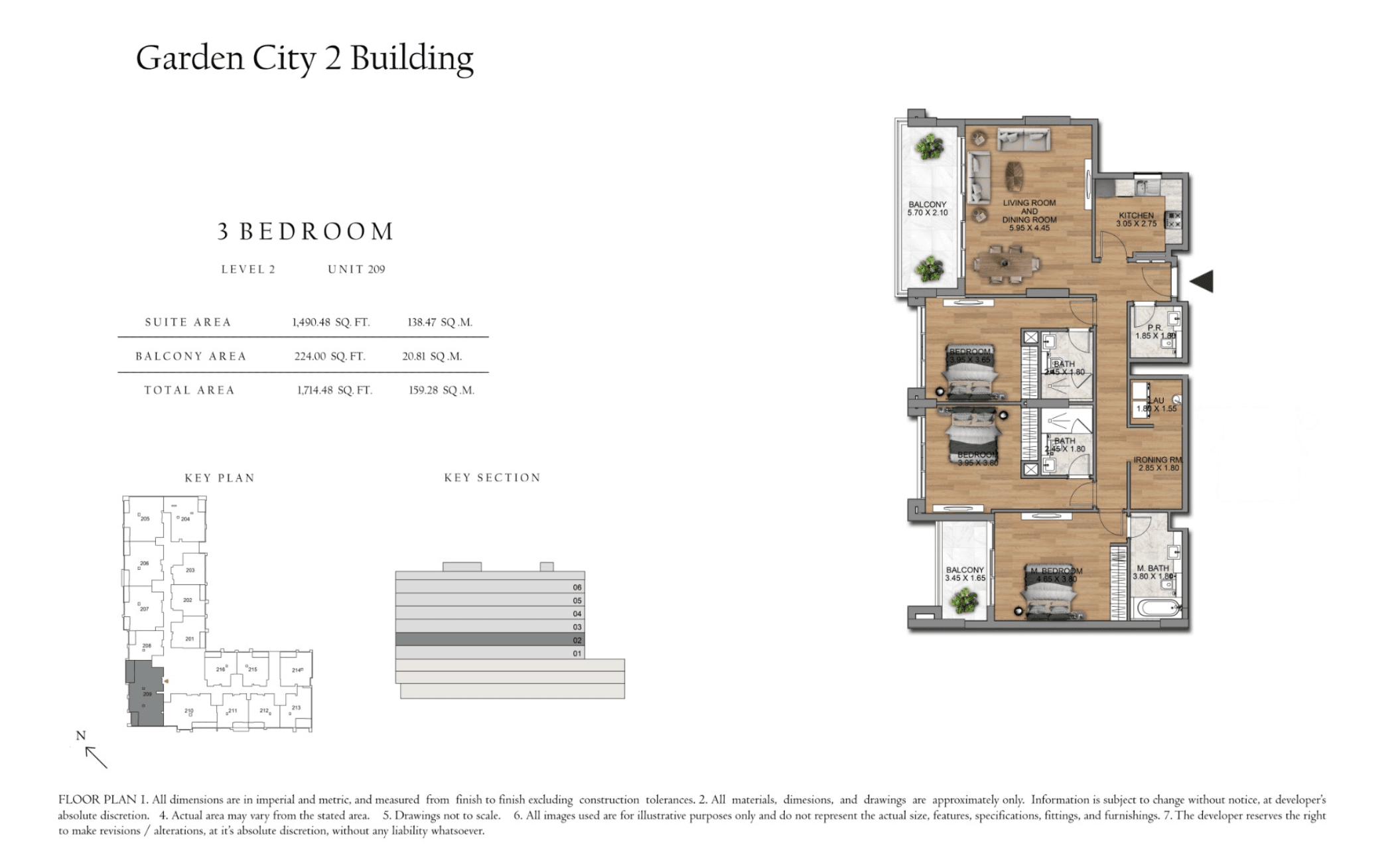 Garden City 2, 3-Bed Floor Plan, type: