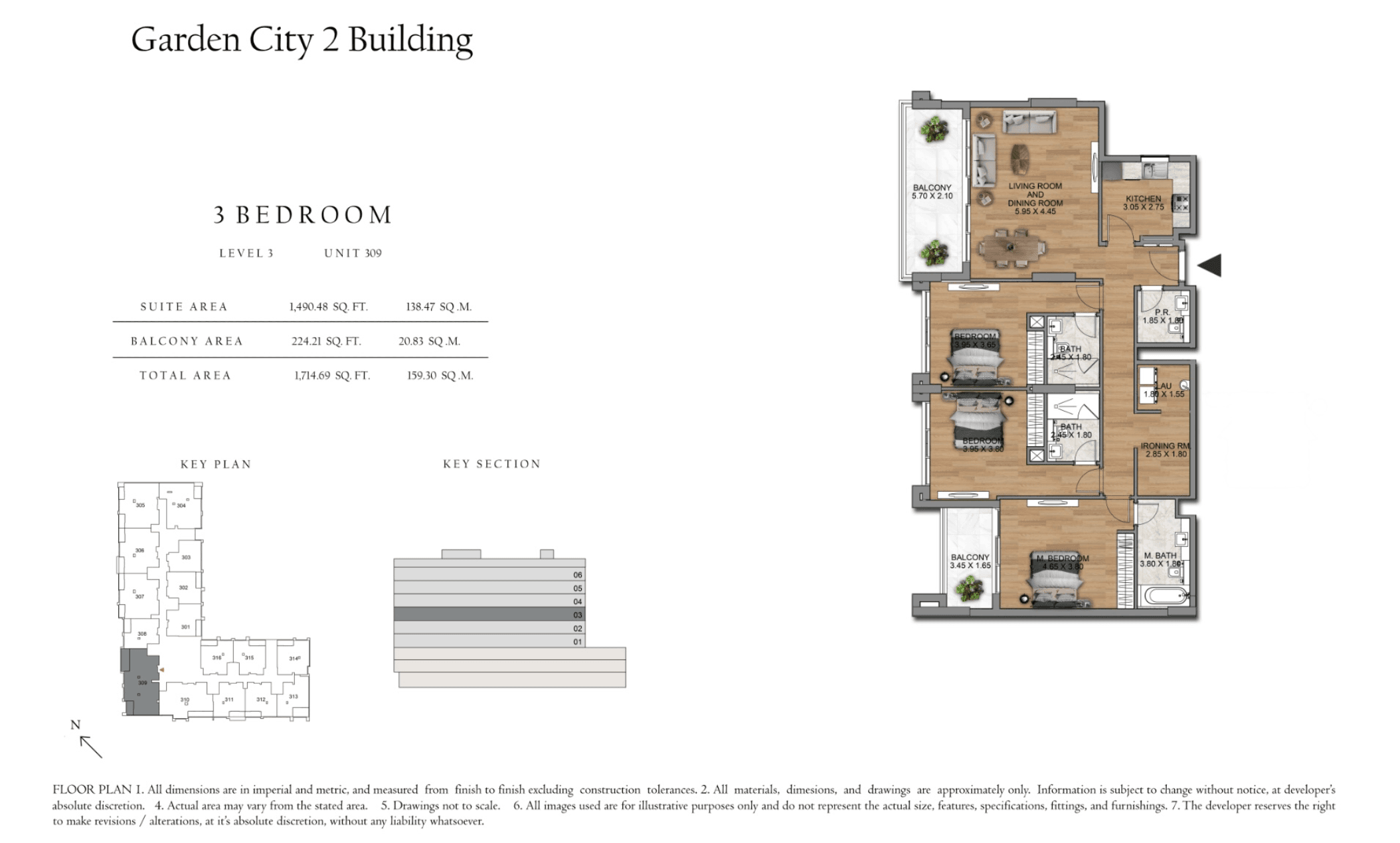 Garden City 2, 3-Bed Floor Plan, type: