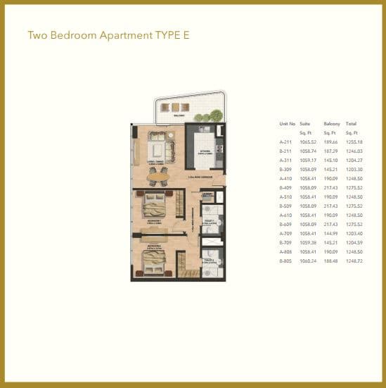 Gemini Splendor, 2-Bed Floor Plan, type: 2 Bedroom - Type E
