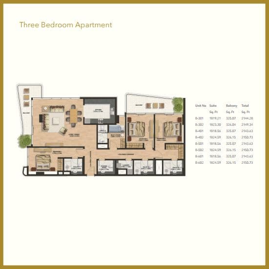 Gemini Splendor, 3-Bed Floor Plan, type: 3 Bedroom
